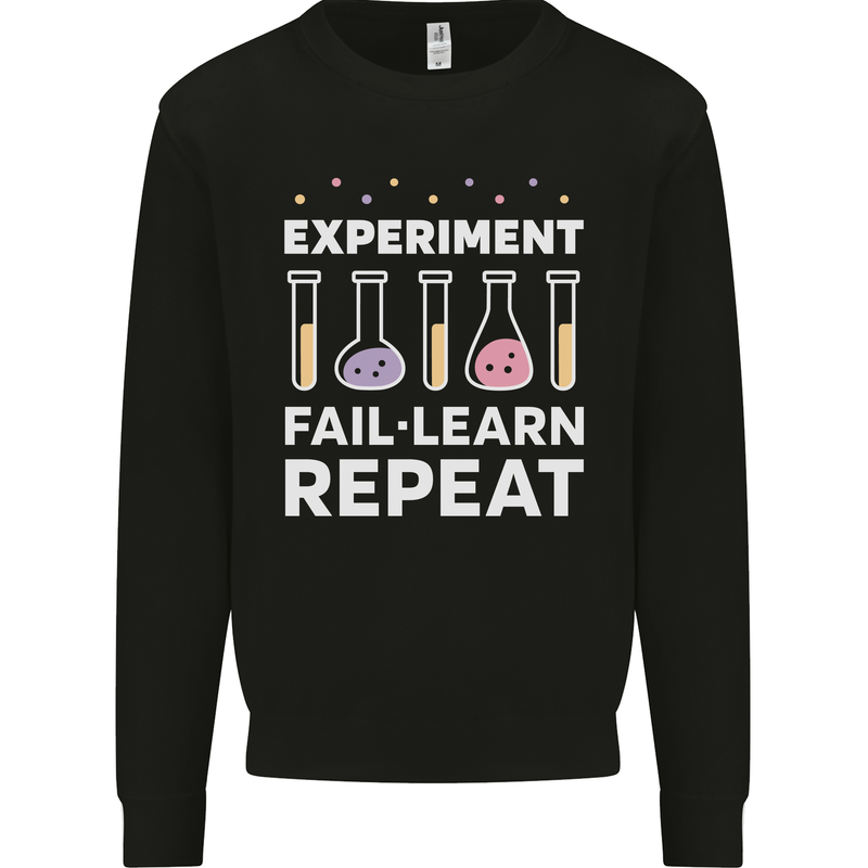 Science Experiment Fail Repeat Chemistry Geek Kids Sweatshirt Jumper Black