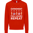 Science Experiment Fail Repeat Chemistry Geek Kids Sweatshirt Jumper Bright Red