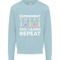 Science Experiment Fail Repeat Chemistry Geek Kids Sweatshirt Jumper Light Blue