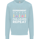 Science Experiment Fail Repeat Chemistry Geek Kids Sweatshirt Jumper Light Blue