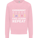 Science Experiment Fail Repeat Chemistry Geek Kids Sweatshirt Jumper Light Pink