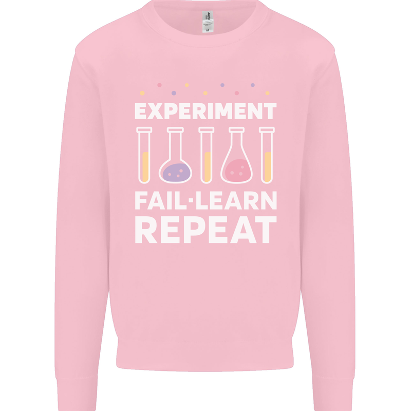 Science Experiment Fail Repeat Chemistry Geek Kids Sweatshirt Jumper Light Pink