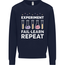 Science Experiment Fail Repeat Chemistry Geek Kids Sweatshirt Jumper Navy Blue