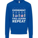 Science Experiment Fail Repeat Chemistry Geek Kids Sweatshirt Jumper Royal Blue
