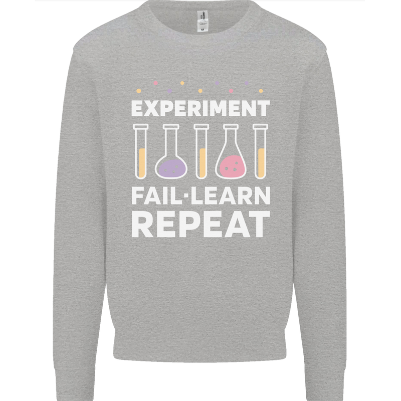 Science Experiment Fail Repeat Chemistry Geek Kids Sweatshirt Jumper Sports Grey