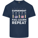 Science Experiment Fail Repeat Chemistry Geek Mens Cotton T-Shirt Tee Top Navy Blue