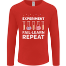 Science Experiment Fail Repeat Chemistry Geek Mens Long Sleeve T-Shirt Red
