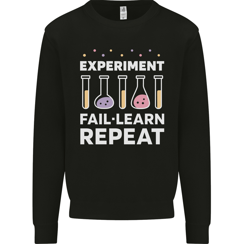 Science Experiment Fail Repeat Chemistry Geek Mens Sweatshirt Jumper Black