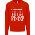 Science Experiment Fail Repeat Chemistry Geek Mens Sweatshirt Jumper Bright Red