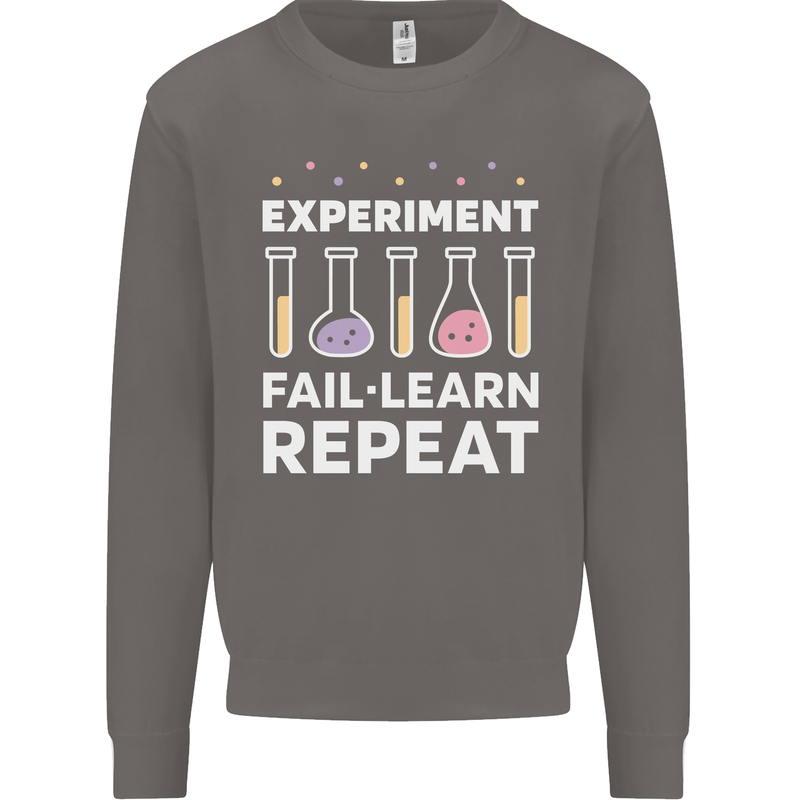 Science Experiment Fail Repeat Chemistry Geek Mens Sweatshirt Jumper Charcoal