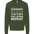 Science Experiment Fail Repeat Chemistry Geek Mens Sweatshirt Jumper Forest Green
