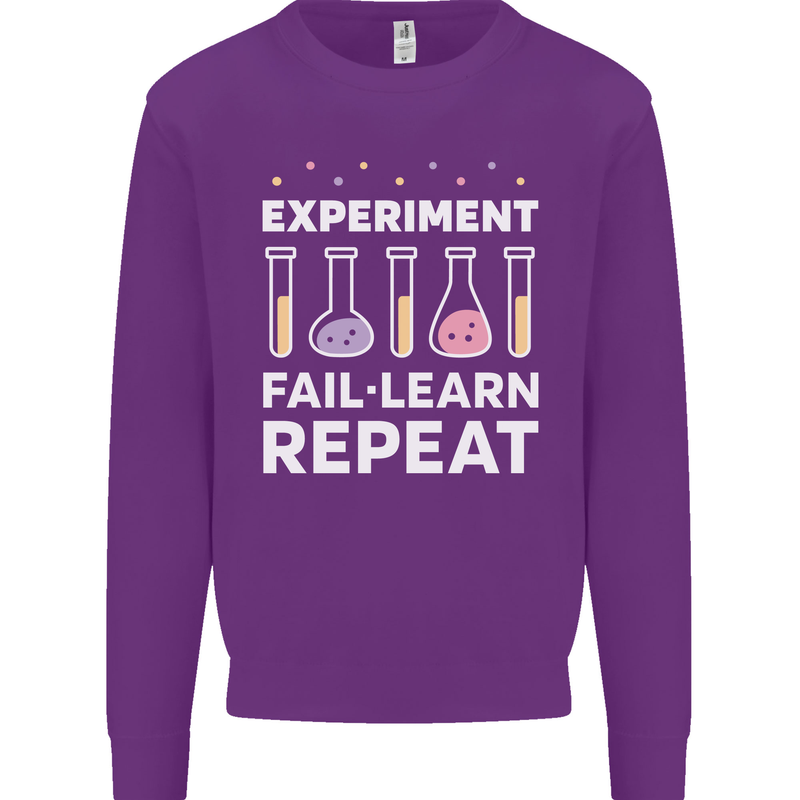 Science Experiment Fail Repeat Chemistry Geek Mens Sweatshirt Jumper Purple