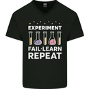 Science Experiment Fail Repeat Chemistry Geek Mens V-Neck Cotton T-Shirt Black