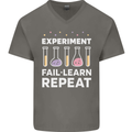 Science Experiment Fail Repeat Chemistry Geek Mens V-Neck Cotton T-Shirt Charcoal