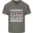 Science Experiment Fail Repeat Chemistry Geek Mens V-Neck Cotton T-Shirt Charcoal