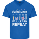 Science Experiment Fail Repeat Chemistry Geek Mens V-Neck Cotton T-Shirt Royal Blue