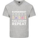 Science Experiment Fail Repeat Chemistry Geek Mens V-Neck Cotton T-Shirt Sports Grey