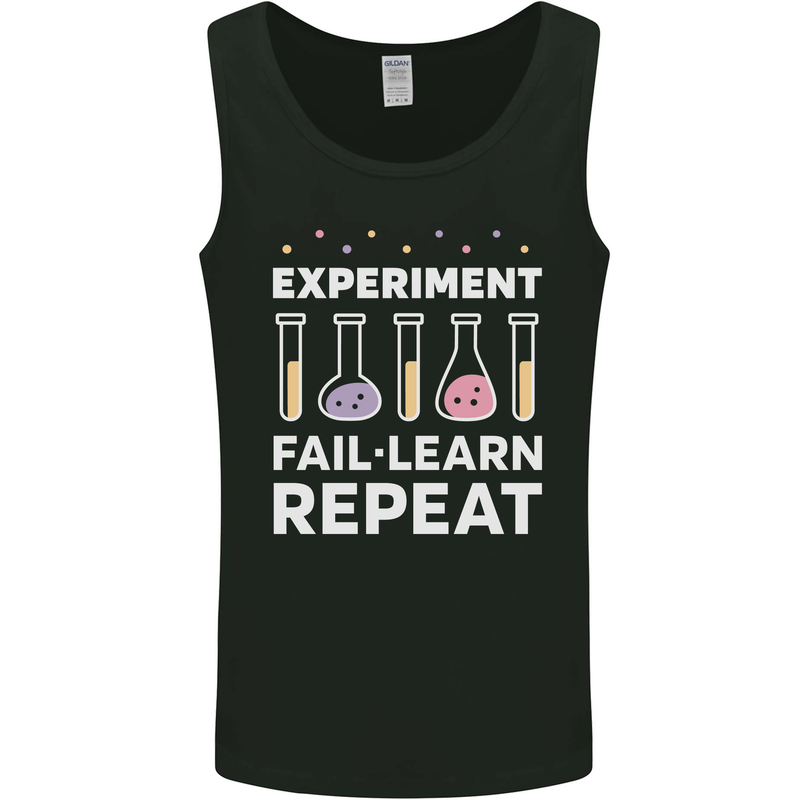 Science Experiment Fail Repeat Chemistry Geek Mens Vest Tank Top Black