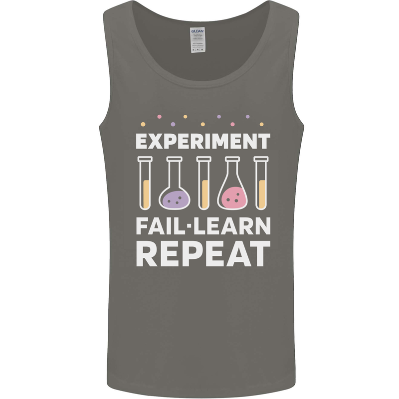 Science Experiment Fail Repeat Chemistry Geek Mens Vest Tank Top Charcoal