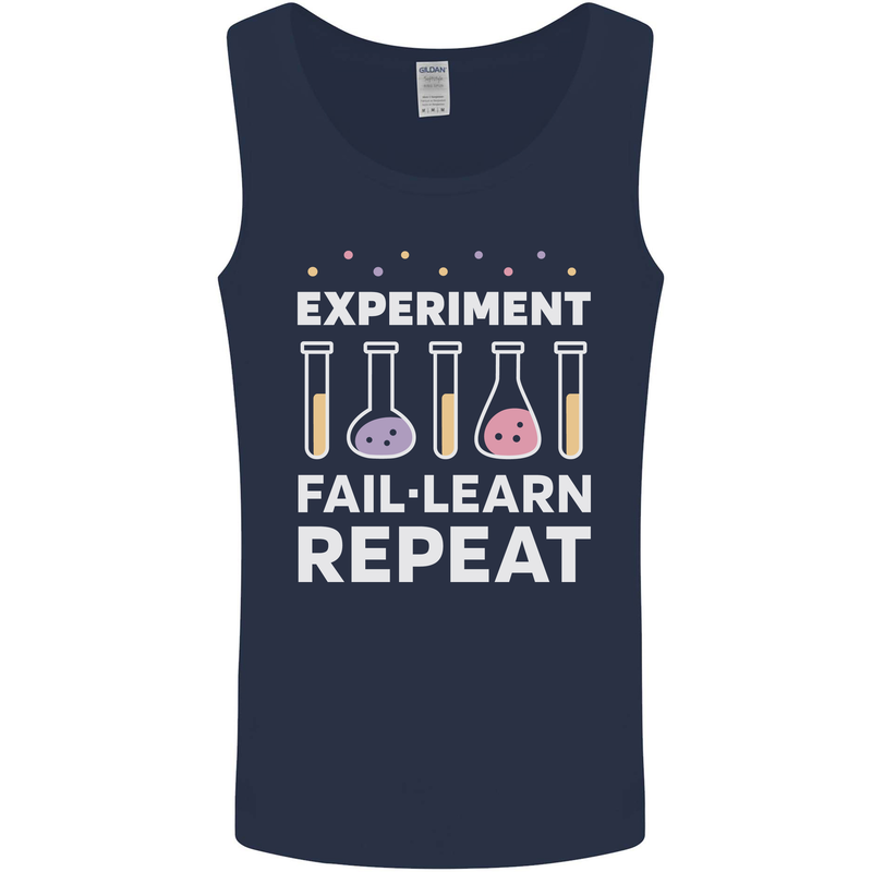 Science Experiment Fail Repeat Chemistry Geek Mens Vest Tank Top Navy Blue