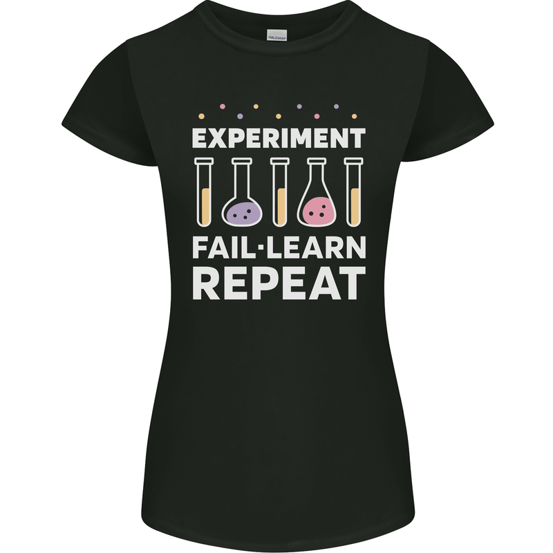 Science Experiment Fail Repeat Chemistry Geek Womens Petite Cut T-Shirt Black