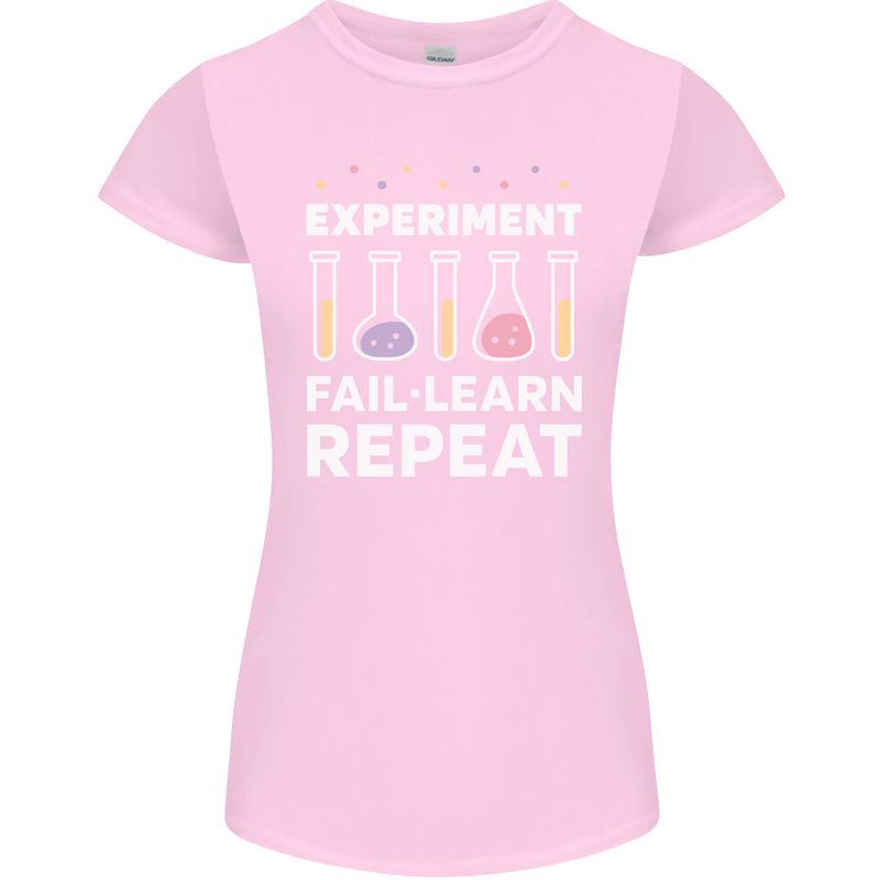 Science Experiment Fail Repeat Chemistry Geek Womens Petite Cut T-Shirt Light Pink