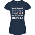 Science Experiment Fail Repeat Chemistry Geek Womens Petite Cut T-Shirt Navy Blue