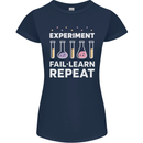 Science Experiment Fail Repeat Chemistry Geek Womens Petite Cut T-Shirt Navy Blue