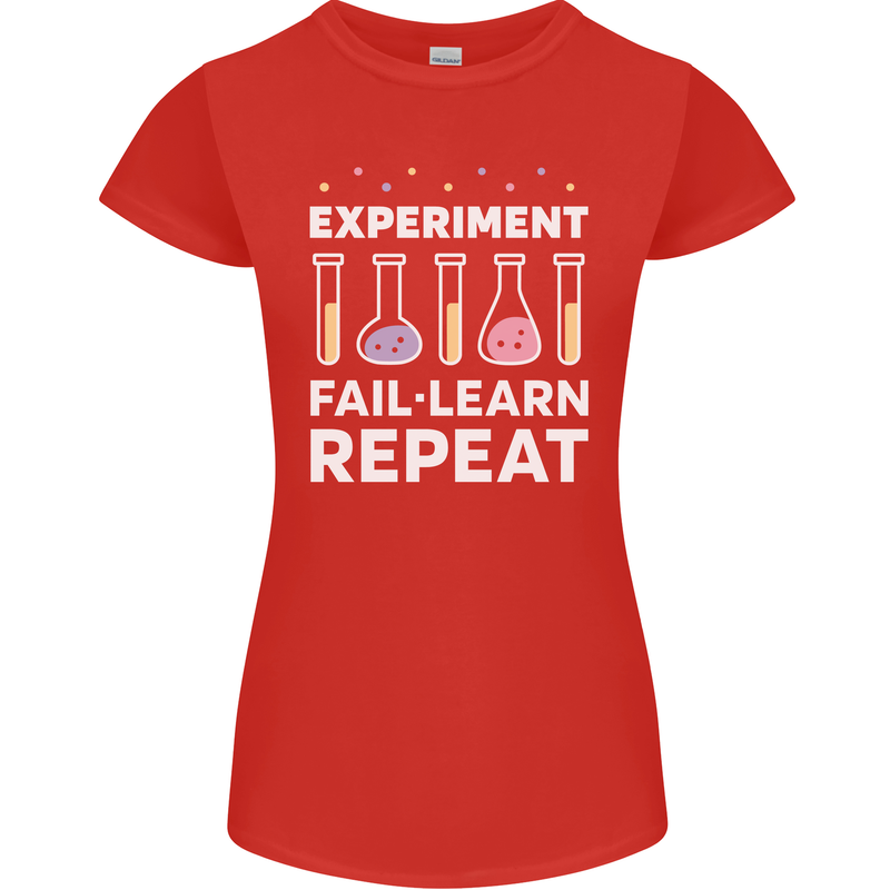 Science Experiment Fail Repeat Chemistry Geek Womens Petite Cut T-Shirt Red