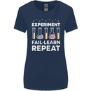 Science Experiment Fail Repeat Chemistry Geek Womens Wider Cut T-Shirt Navy Blue
