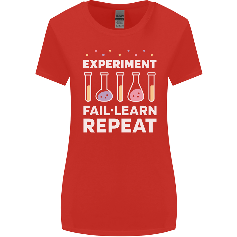 Science Experiment Fail Repeat Chemistry Geek Womens Wider Cut T-Shirt Red