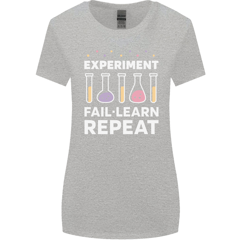 Science Experiment Fail Repeat Chemistry Geek Womens Wider Cut T-Shirt Sports Grey