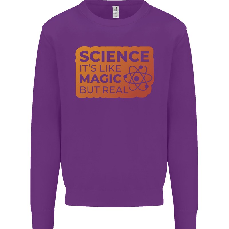 Science Like Magic but Real Physics Geek Kids Sweatshirt Jumper Purple