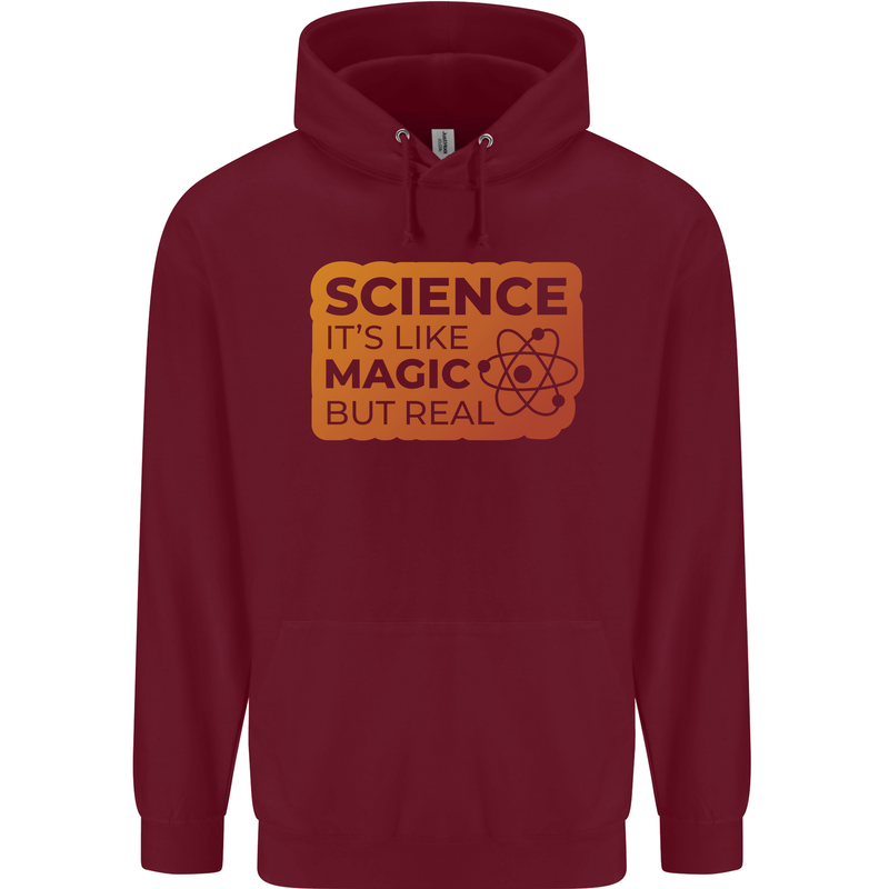 Science Like Magic but Real Physics Geek Mens 80% Cotton Hoodie Maroon