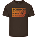 Science Like Magic but Real Physics Geek Mens Cotton T-Shirt Tee Top Dark Chocolate