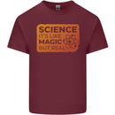 Science Like Magic but Real Physics Geek Mens Cotton T-Shirt Tee Top Maroon