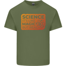Science Like Magic but Real Physics Geek Mens Cotton T-Shirt Tee Top Military Green