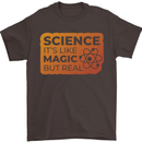 Science Like Magic but Real Physics Geek Mens T-Shirt 100% Cotton Dark Chocolate
