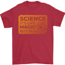 Science Like Magic but Real Physics Geek Mens T-Shirt 100% Cotton Red