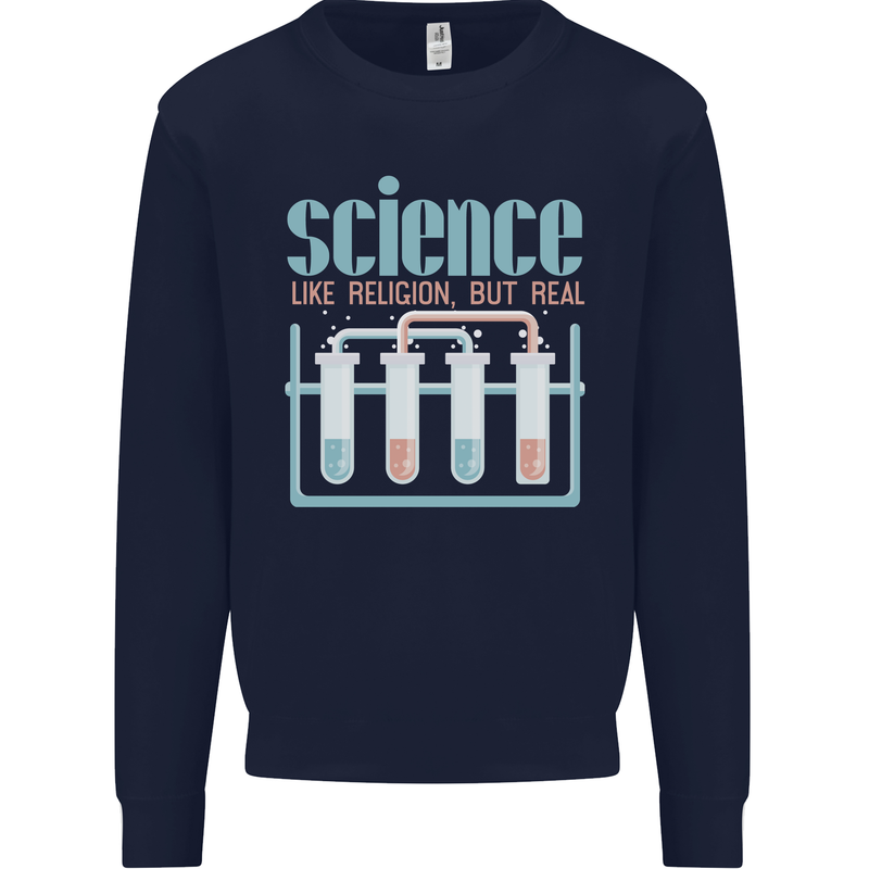 Science Like Religion Atheist Atheism Evolution Kids Sweatshirt Jumper Navy Blue
