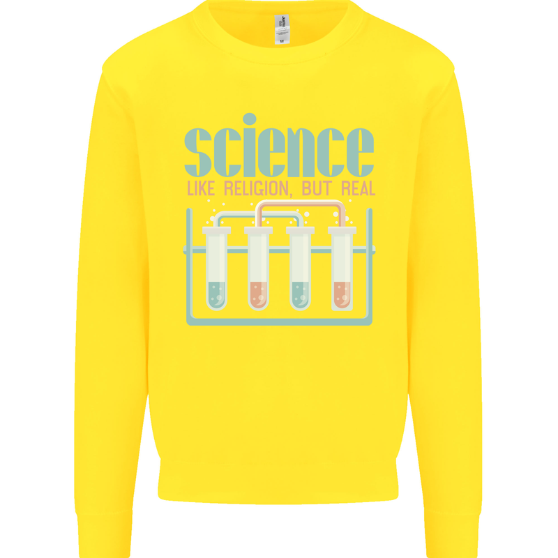 Science Like Religion Atheist Atheism Evolution Kids Sweatshirt Jumper Yellow