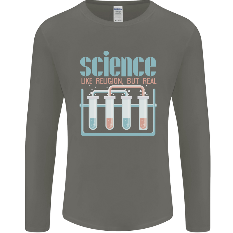 Science Like Religion Atheist Atheism Evolution Mens Long Sleeve T-Shirt Charcoal