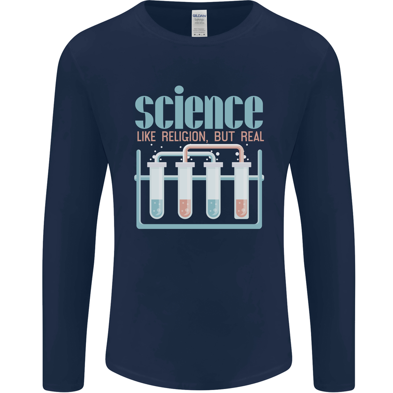 Science Like Religion Atheist Atheism Evolution Mens Long Sleeve T-Shirt Navy Blue