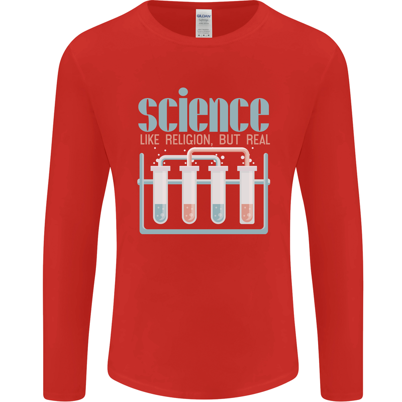 Science Like Religion Atheist Atheism Evolution Mens Long Sleeve T-Shirt Red