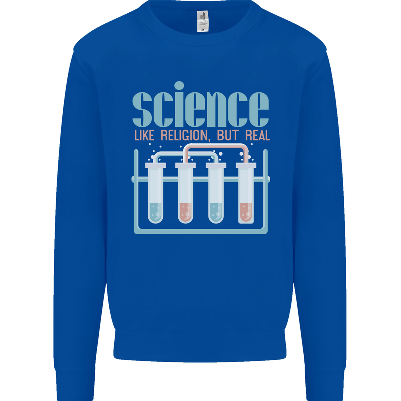 Science Like Religion Atheist Atheism Evolution Mens Sweatshirt Jumper Royal Blue