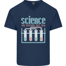 Science Like Religion Atheist Atheism Evolution Mens V-Neck Cotton T-Shirt Navy Blue