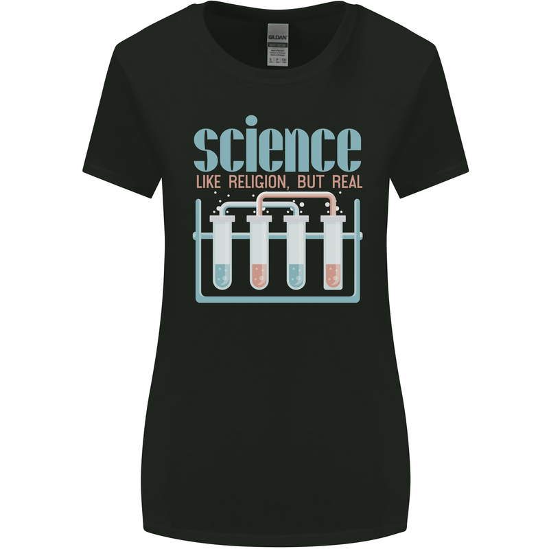 Science Like Religion Atheist Atheism Evolution Womens Wider Cut T-Shirt Black
