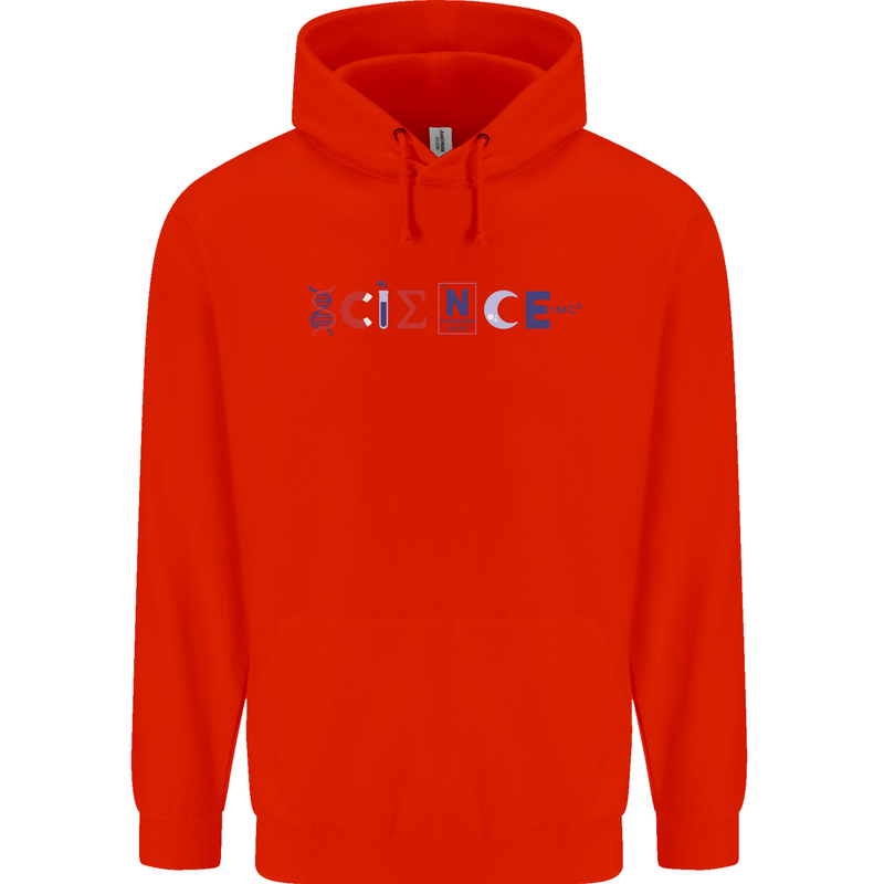 Science Symbols Physics Chemistry Biology Childrens Kids Hoodie Bright Red