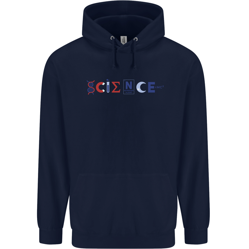 Science Symbols Physics Chemistry Biology Childrens Kids Hoodie Navy Blue