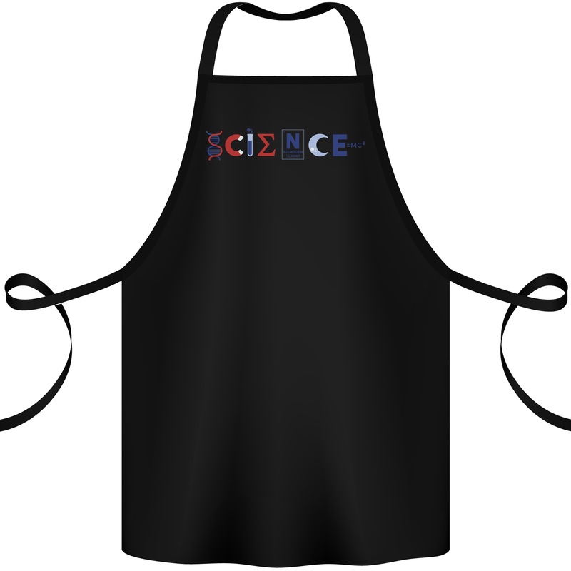 Science Symbols Physics Chemistry Biology Cotton Apron 100% Organic Black